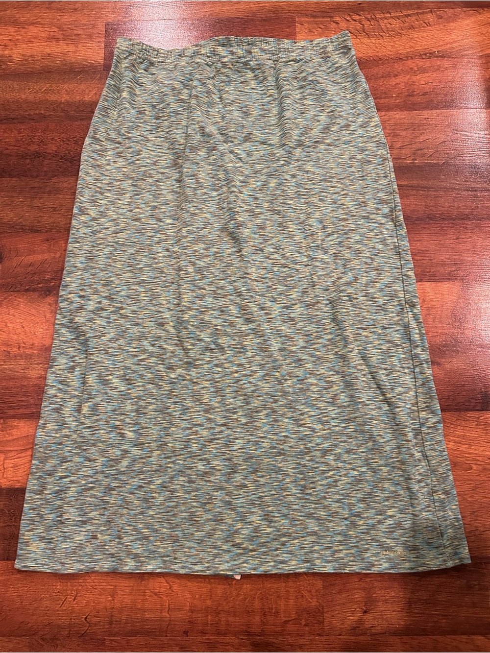 Patagonia Long Mobility Skirt Size Large Green Blue Organic Cotton